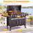 Large Charcoal Grill with Adjustable Charcoal Trays, Cast Iron Grates, Built-In Chimney & Foldable Side Tables