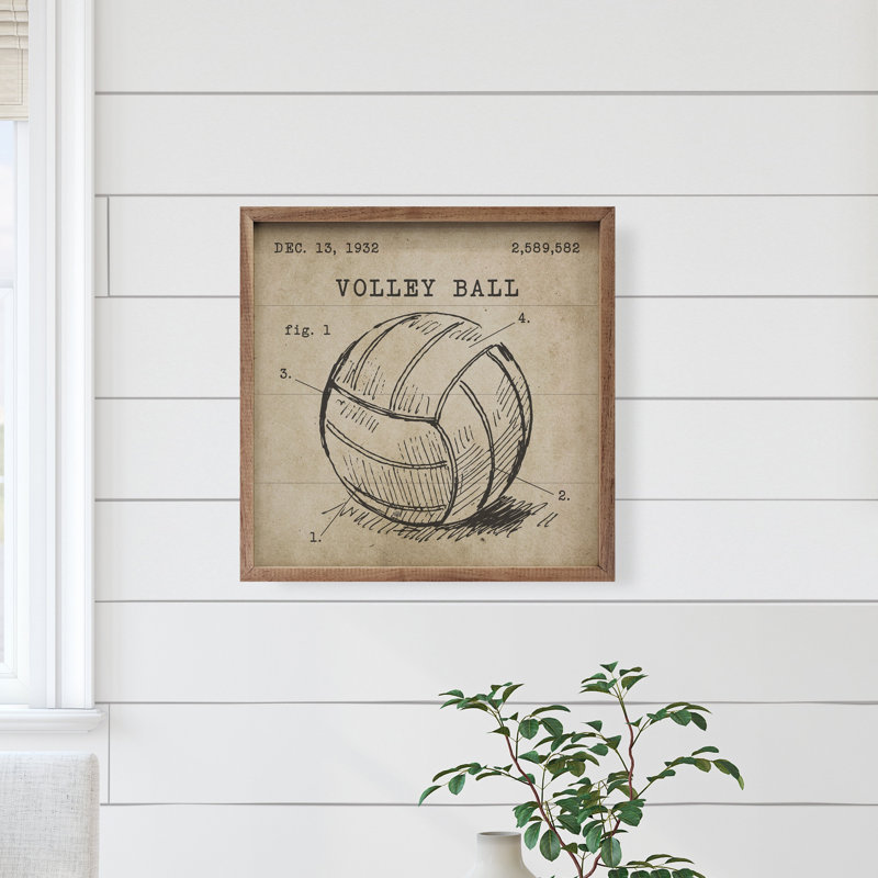 Volleyball brun verni, H 4 po x l 4 po