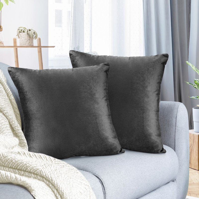 Housse de coussin décoratif en velours , Gris anthracite gris pierre, 20 po X 20 po