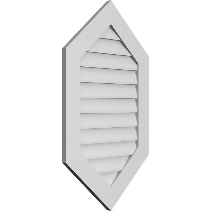 Vertical Peaked Surface Mount Signature Urethane Non-Functional Gable Vent 10/12 Pitch Primed Tan, 40" H x 24" W x 1" D
