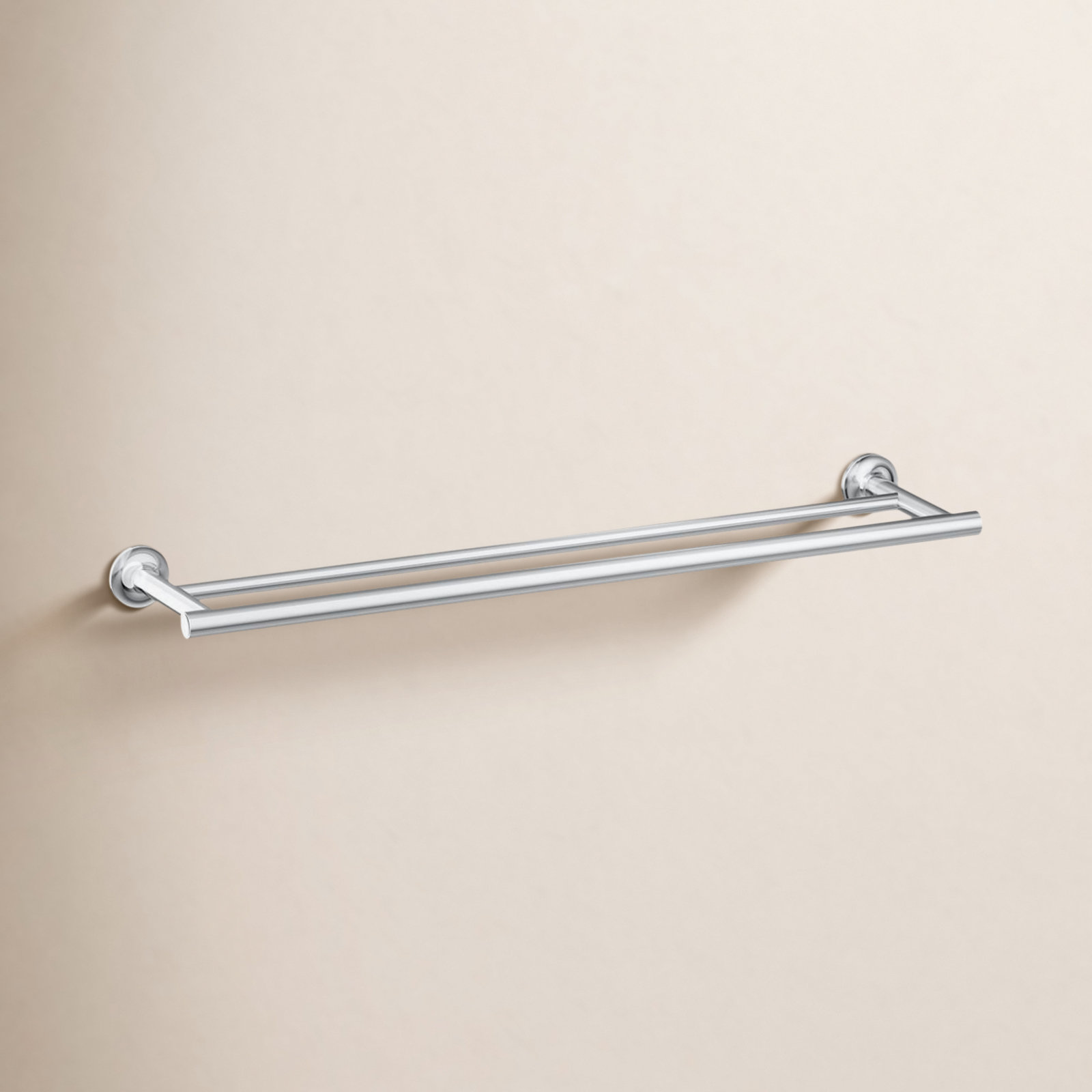 Purist 25" Double Wall Mounted Towel Bar, Polished Chrome