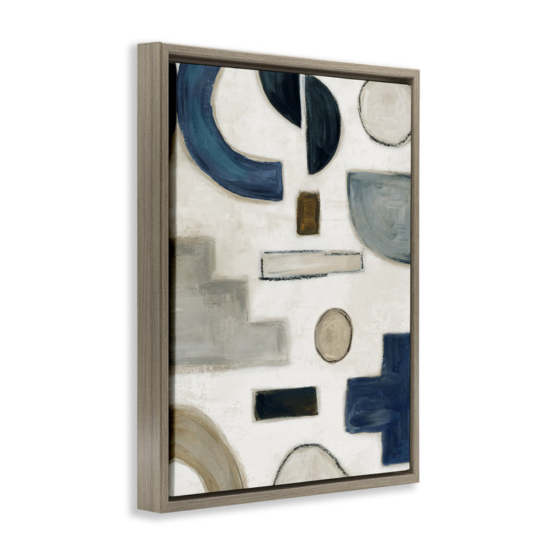  «Neutral Shapes» par Emma Peal, H 31 po x l 25 po, Cadre flottant orme Montalcino