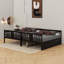 Lit double superposé au-dessus d'un lit double avec lit gigogne simple et échelle-791754253