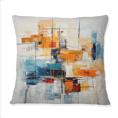Colorful Mid Century Retro Reflections III - Abstract Midcentury Printed Throw Pillow