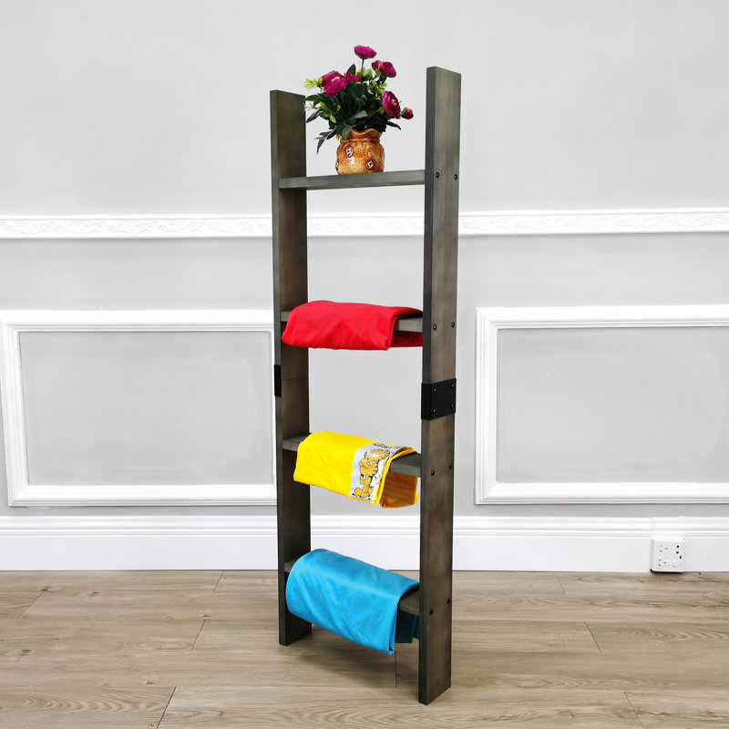 Échelle de couverture de style campagnard rustique 4 pieds, échelle en bois décorative inclinée au mur, bois de pin de style échelle