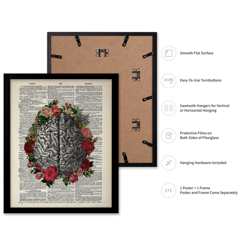 Cerveau fleuri n ° 2, Cadre noir, Affiche, H 11 po x l 14 po