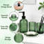 Ensemble d'accessoires de salle de bain 4 pièces, accessoires de salle de bain en verre rayé vert militaire avec distributeur de lotion noir, porte-savon, porte-brosse à dents, verre