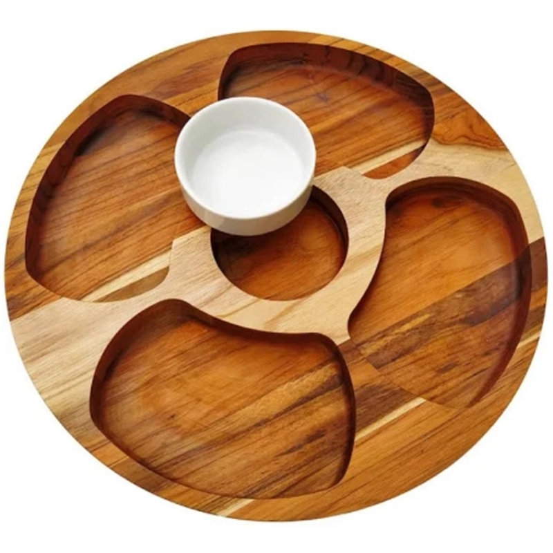 Stolf Teak Wood Divided Serving Dish