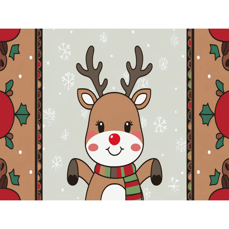 Tapis de vacances d'hiver de Noël lavable The Holiday Aisle®, Rectangle 6 pi x 9 pi