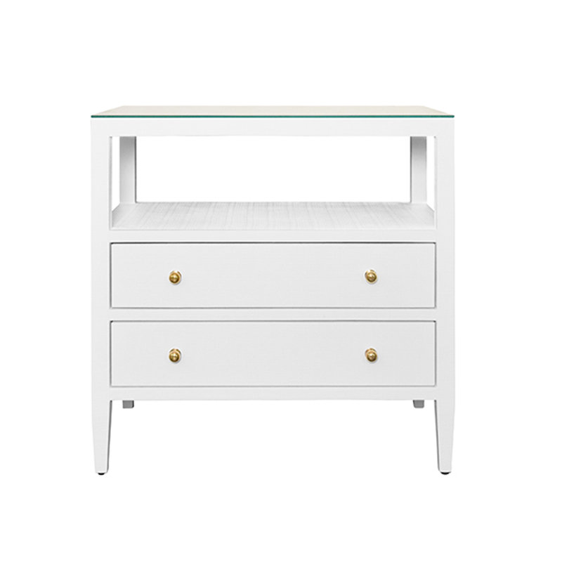 Douglas Glass End Table, White