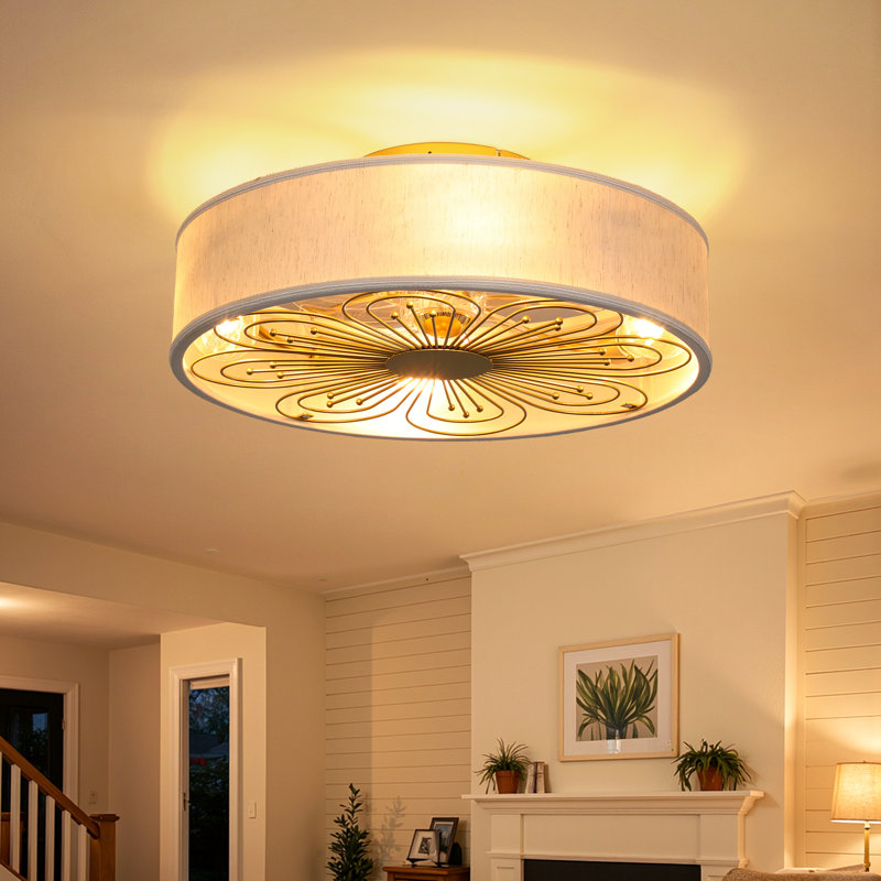 Ventilateur de plafond 19,6 po avec ensemble d'éclairage et télécommande Arachne, W, Gold/Clear