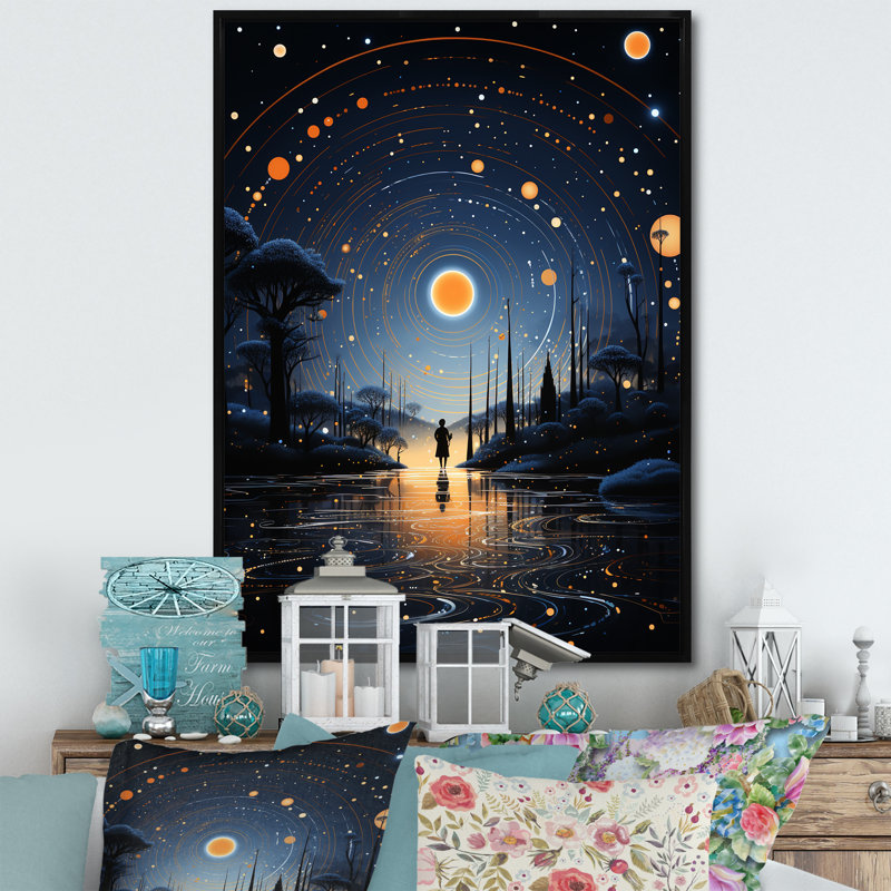 Hiroki Native Art Blue Celestial Guardians I, Cadre flottant noir, H 20 po x l 12 po x P 1 po
