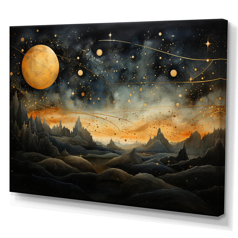 Jaune, noir, merveilles universelles, H 24 po x l 32 po x P 1 po, Toile tendue