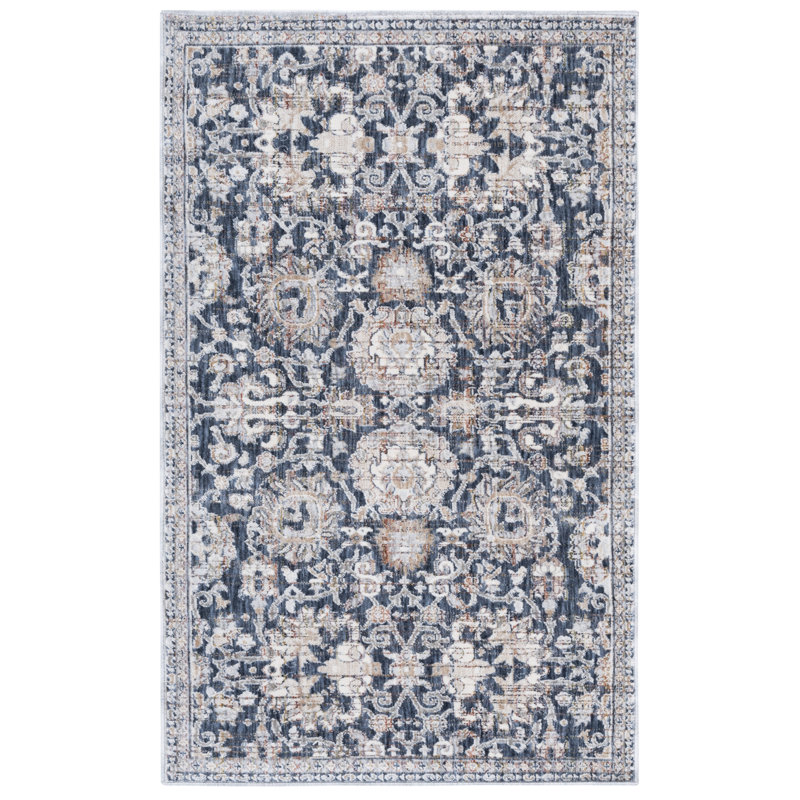 Sutton Blue and Beige Rectangular Wool Area Rug
