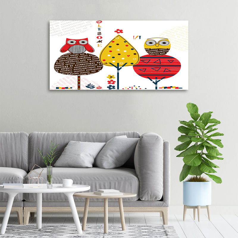 Owls on the Tree 1 Piece Wall Art on Canvas