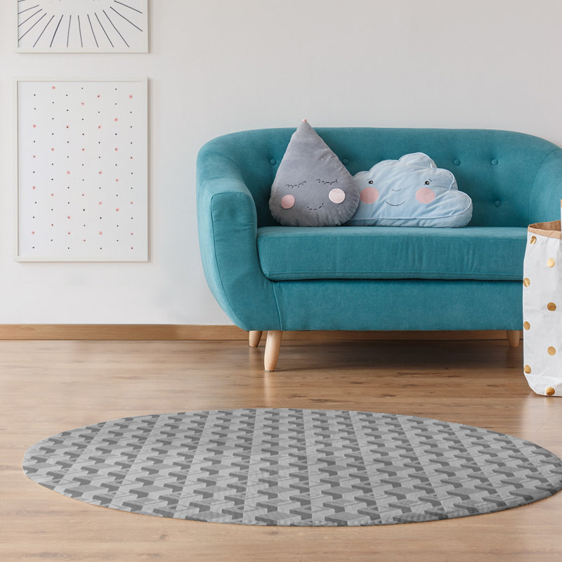 Chenille Geometric Indoor Rug, Round 5'