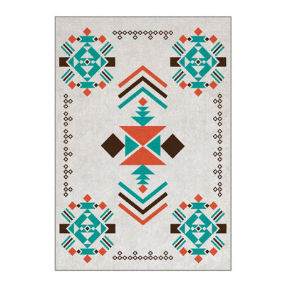 Soft Woven Area Rug, 100% Polyester, 31.5 x 55.1 inches | 740 g/m², Non-Slip Felt Dot Underside, Machine Washable | Low Pile Height: 0.16 inches, Perfect for Living Room, Bedroom, and Dining Areas