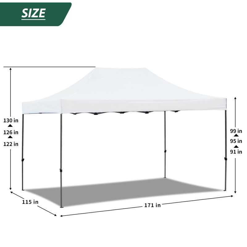 171'' W x 115'' D Steel Pop-Up Canopy, White