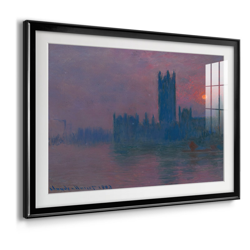 Maisons du Parlement, coucher de soleil - Claude Monet - Toile tendue avec châssis, 1903, 26,5 x 36,5, Impression encadrée