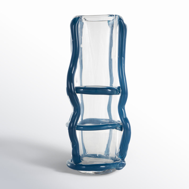 Ahren Recycled Glass Table Vase, Blue, 12.00" H x 4.80" W x 4.95" D