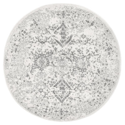 Almirka Medallion Runner Rug for Living Room Bedroom Dining Room Entryway Hallway Kitchen, Ivory/Grey