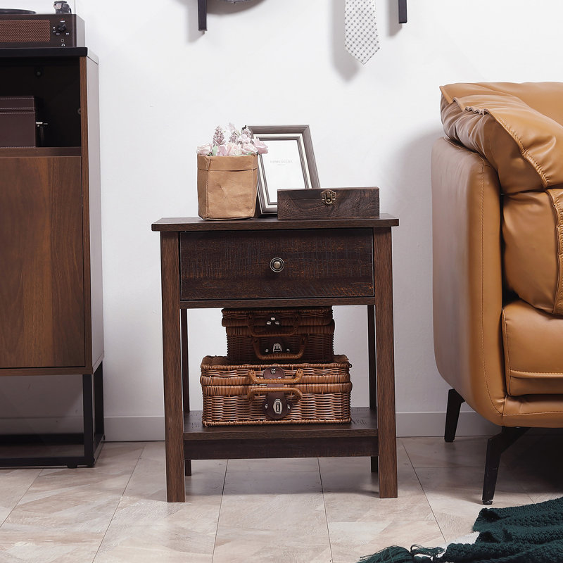 Table de bout avec tiroir et tablette inférieure