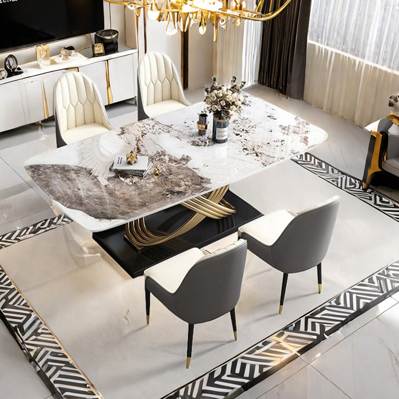 Ensemble de table de salle à manger rectangulaire de style nordique, H 29,5 po x L 70,9 po x l 35,4 po