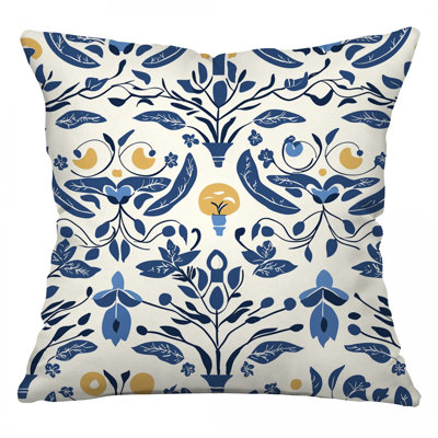 Coussin floral, sergé de coton botanique