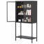Grande armoire de rangement en métal, buffet avec portes en verre et 2 tablettes réglables, parfait pour un décor moderne et élégant
