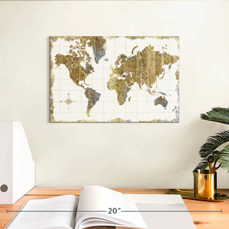 Aliaz Gilded Map Linen, 8" H x 12" W