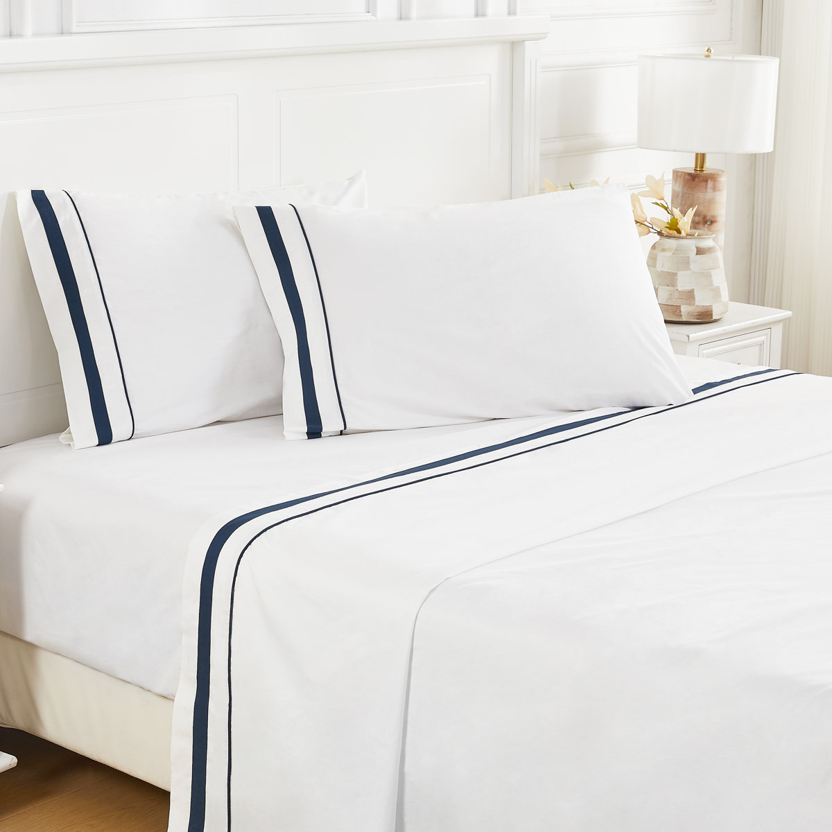 Melange Home CLASSIC DOUBLE BORDER SHEET SET | Wayfair