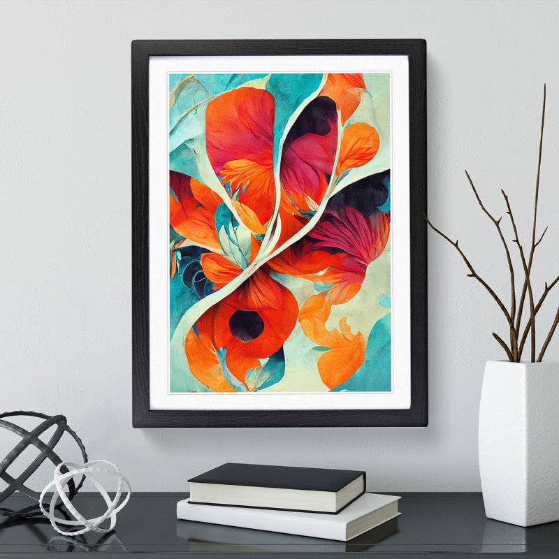 Amazing Abstract Flowers No.1 - Wall Art, Black Framed, 66cm H x 48cm W