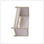Lit de jour en lin beige et chêne vieilli avec abri haut et lit rembourré, idéal pour les chambres simples