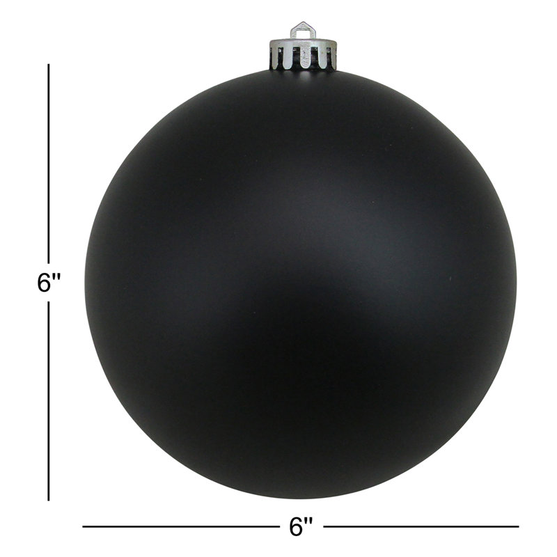 Ornement boule de Noël brillant incassable 12 po, Noir, H 6 po x l 6 po x P 6 po