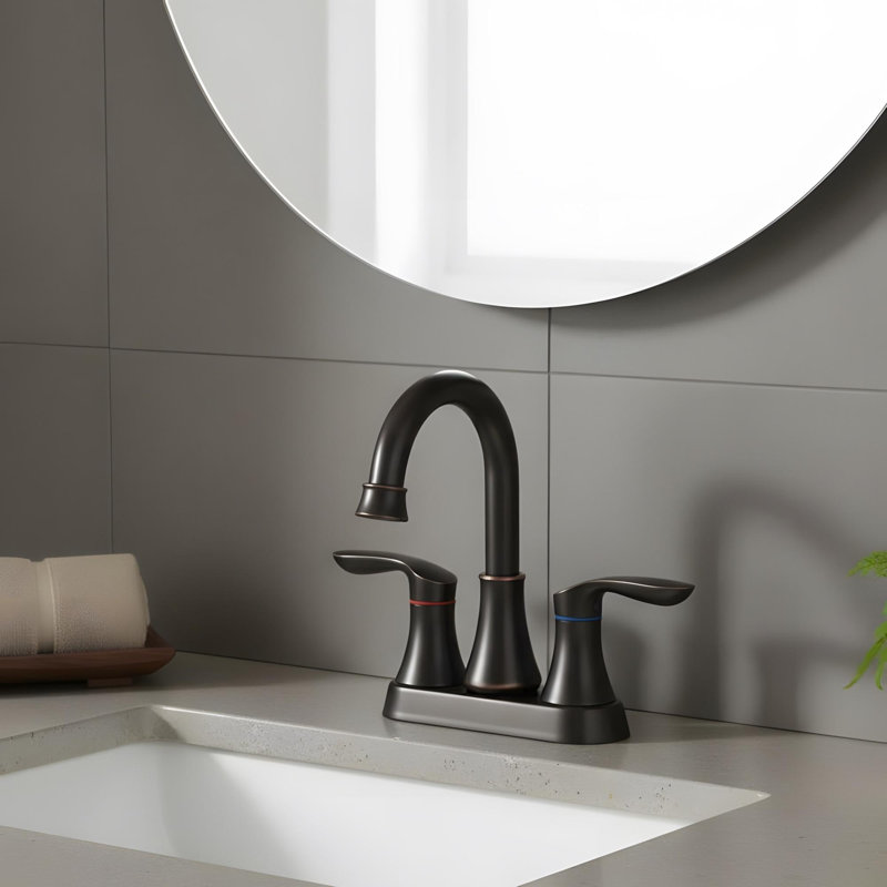 Robinet de lavabo de salle de bain moderne à 2 poignées, Bronze huilé, bronze