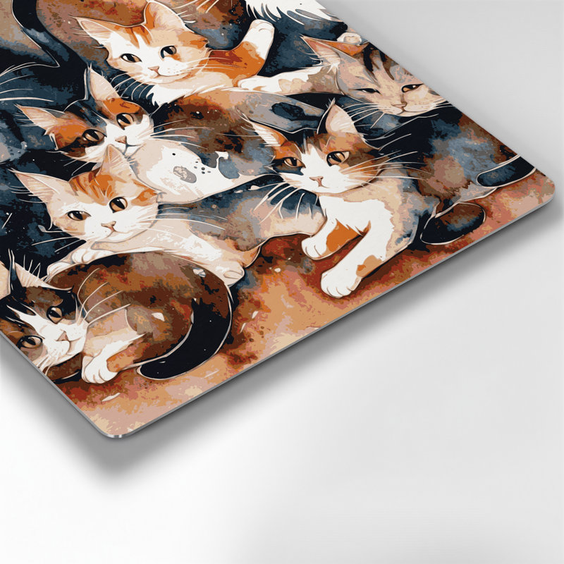 Art mural en métal «Cats Puspin» brun, H 32 po x l 32 po