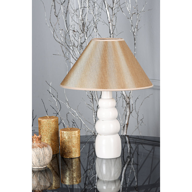 Metal Table Lamp, Beige, White