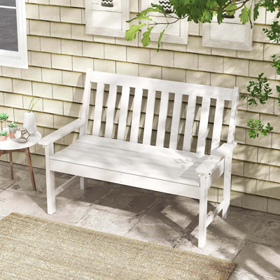 Garden Bench All-weather Hdpe 2-person Outdoor Bench For Front Porch Backyard