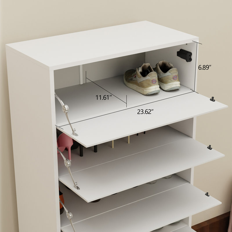 Armoire à chaussures à miroir avec 6 tiroirs rabattables, beaucoup de rangement, porte tactile et 4 pieds en métal pour les maisons modernes