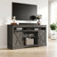 Meuble télé de style ferme de 58 po avec portes coulissantes de style grange et rangement, pour téléviseurs de 65 po et plus - Gris foncé
