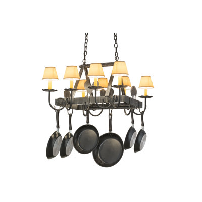 Support à casseroles 8 lumières grange animaux fabriqué main