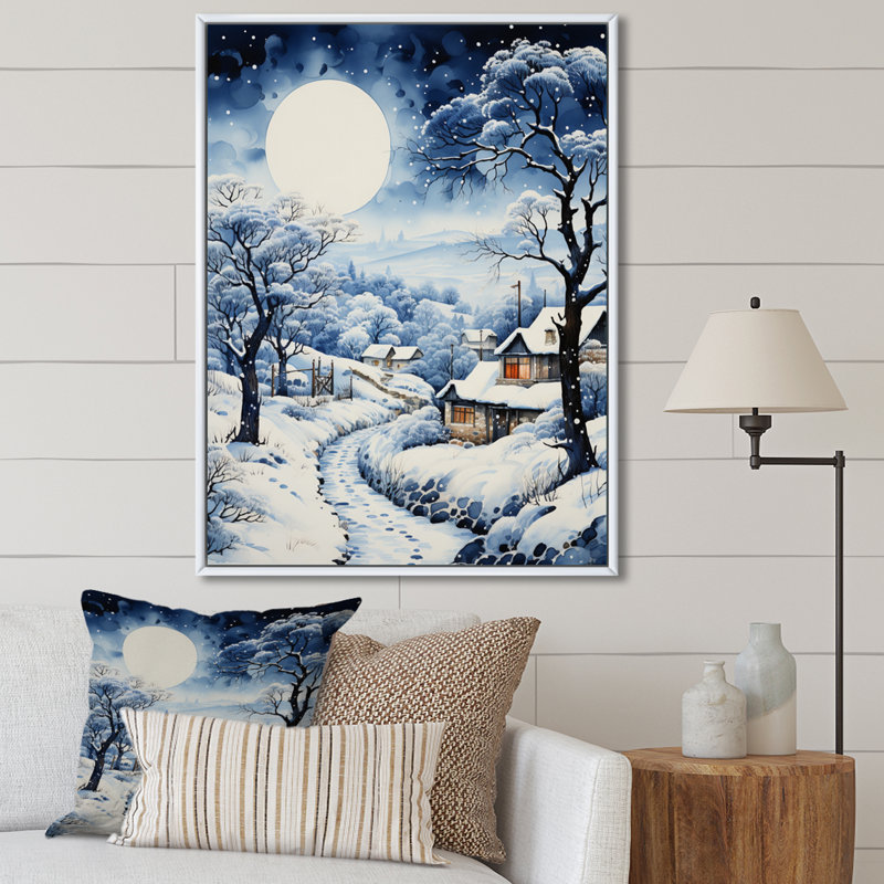 Harmony of Winter Village V - Imprimé, Cadre flottant blanc, H 32 po x l 24 po x P 1 po