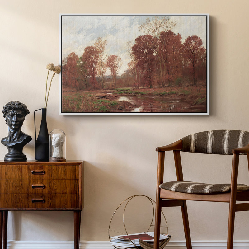 Paysage rétro - Cccxxxiv, H 25 po x l 37 po x P 2 po, Toile encadrée flottée blanche