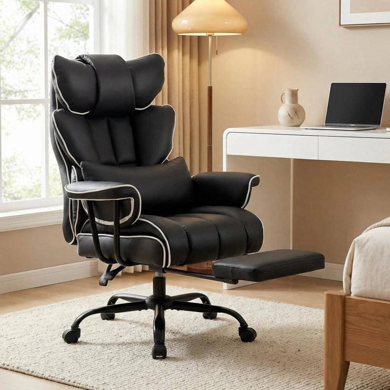 Fauteuil de direction haut dossier avec appui-tête, Noir