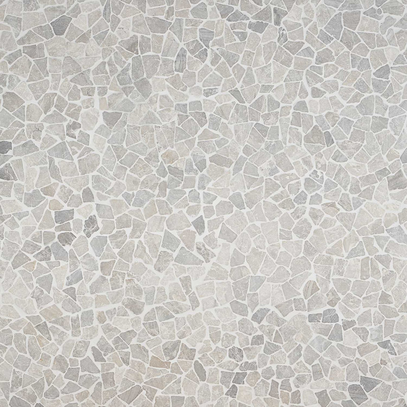 Nature 12x12 Tumbled Pebble Tumbled Mosaic Tile, Pram Gray