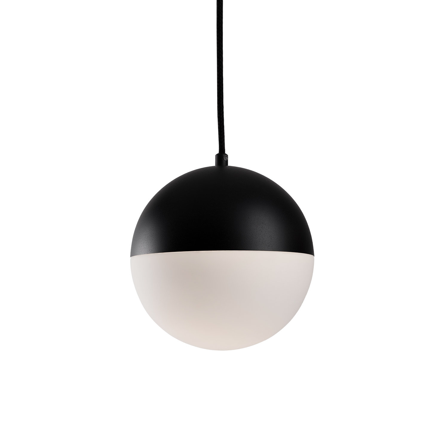 Monae Single Light Glass Dimmable LED Pendant, 7.88" H x 7.88" W x 7.88" D, Black Metal