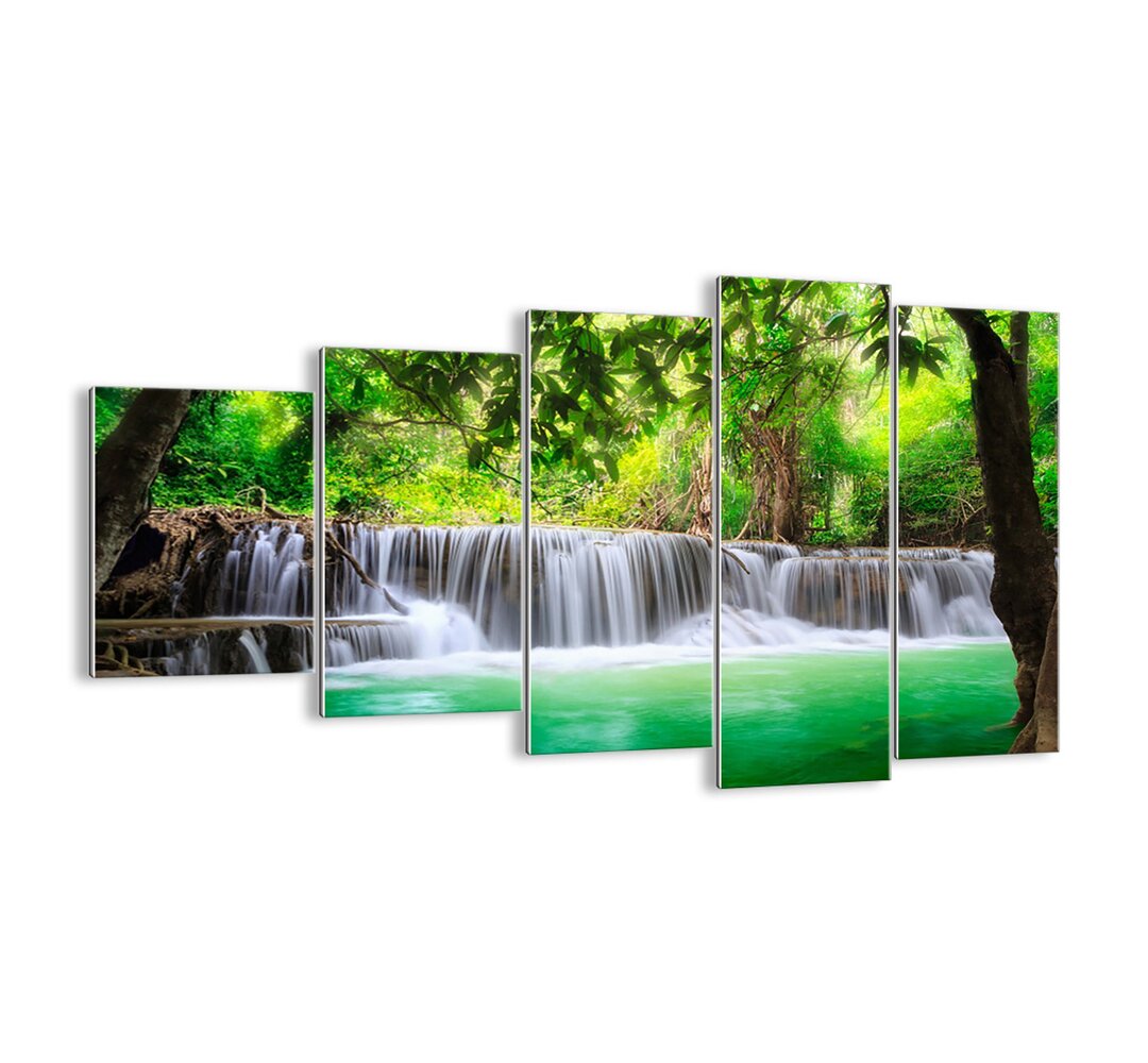 5-tlg. Glasbilder-Set - Fotografie „Green Cascade”