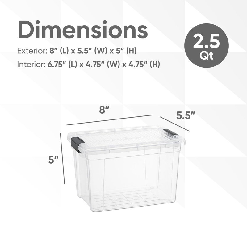 Boîte de rangement transparente Superio avec couvercle, bacs de rangement en plastique de 2,5 pintes pour l'organisation, caisses empilables, sans BPA, non toxiques, sans odeur, organisateurs, paquet de 4