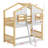 House Bunk Bed With Roof , Window, Window Box, Door , With Safety Guardrails And Ladder-1271079094