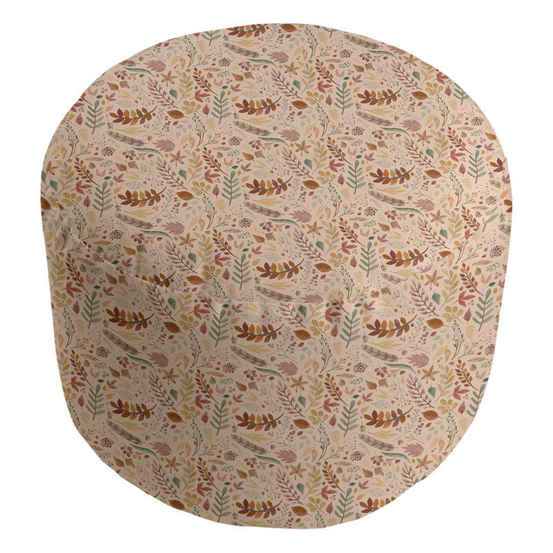 Upholstered Pouf, Beige